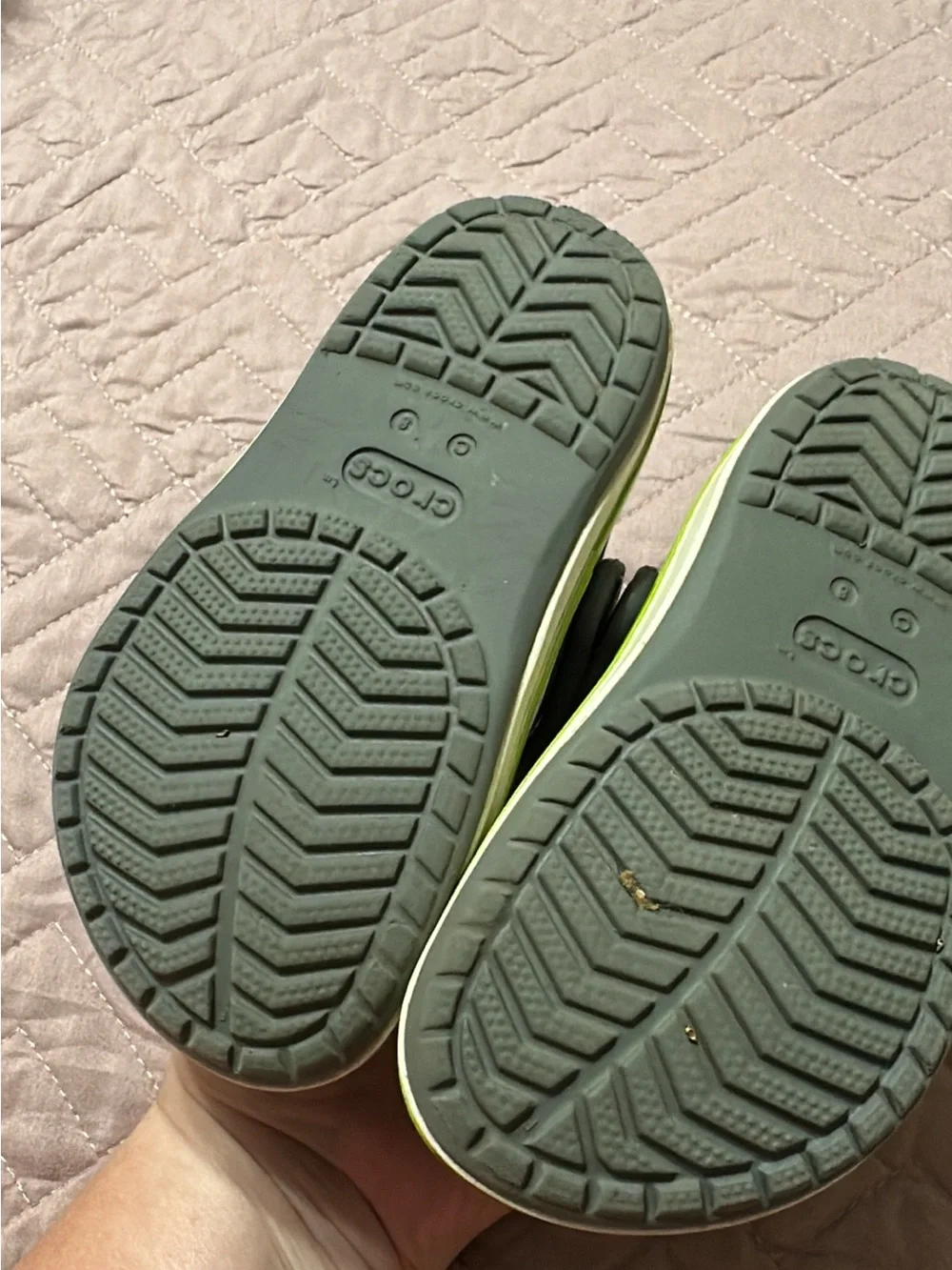 Crocs Kids' Gray and Lime Green Classic Clog 8c